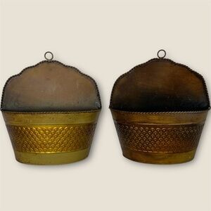 Home Accents Containers Metal Wall Planters Painted Gold/Brass